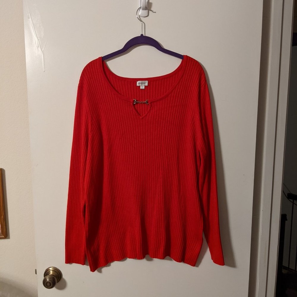Red Ribbed Knit Sweater SZ 22/24